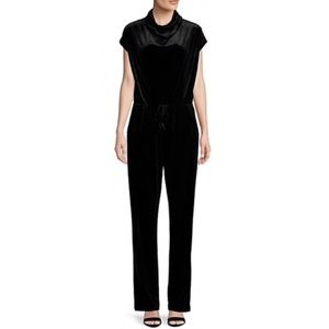 NWT Short-Sleeve Velvet Jumpsuit